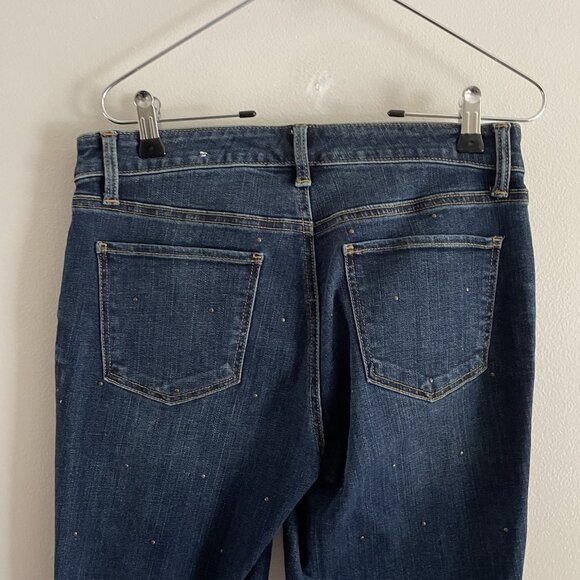 Talbots 6P Dark Wash Denim Stretch Mid Rise Studded Flawless Slim Ankle Jeans - Picture 8 of 10